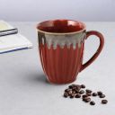 AZURE Bhumija Earth Collection Ceramic Mugs to Gift to Best Friend Tea Coffee Milk Mugs Microwave Safe, Tea Cups, Set of 2, 300 ml Capacity, Red+Grey Colour...