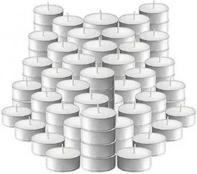 B S NATURAL Candles T Light Wax Smokeless Dripless (White, Pack of 50)