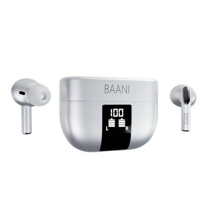 Baani Audio Wireless Earbuds Tws Earphones Bluetooth Quad Mic Technology Enc -White (Bt102)-In Ear