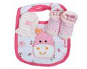 Babies Bloom Newborn Baby Pink Design 3 Pcs Baby Bib, Anti Scratch Mittens and Socks Gift Set for Baby Girl (0-6 Months)...