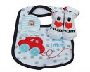 Babies Bloom Red Bus Design Baby Bib with Anti Scratch Mittens and Socks Gift Set, Blue...