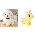 Babique Dog Plush Soft Toy, White+Unicorn Teddy Bear Plush Soft Toy, Yellow-(Set of 2Toys)...