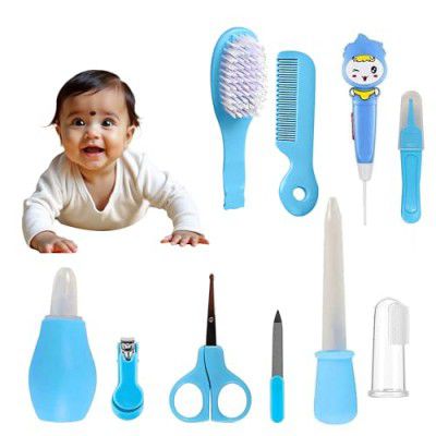 Baby Care Kit – 10-in-1 Newborn Grooming & Health Set for Infants – Baby Nail Clippers, Hair Brush, Comb, Nasal Aspirator & More – BPA-Free, Safe for 0+ Months (Blue)