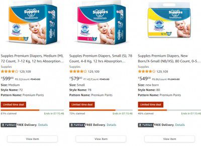 Baby Diapers & Wipes upto 50% off + (Apply Couon) + Buy 3 Get Extra 10% off Rs. 349