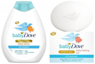 Baby Dove Rich Moisture Baby Lotion 400 ml | Gentle Baby Lotion for Baby's Soft Skin | 75g