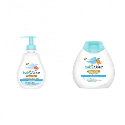 Baby Dove Rich Moisture Hair to Toe Baby Wash - 200 ml & Rich Moisture Nourishing Baby Lotion - 200ml Combo