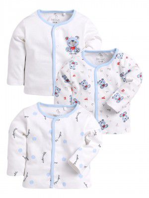 BABY GO Full Sleeve Regular Round Neck Front Open Pack of 3 tees for Baby Boys