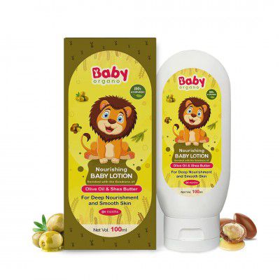 Baby Organo Nourishing Baby Lotion for Deep Nourishment and Smooth Skin, Non-Sticky Formula, 100% Ayurvedic, Absolutely Safe & Natural for new born babies, FDCA Approved