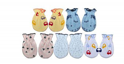 Baby Smart Newborn Premium Cotton Mittens Set Hand Gloves Keep Baby Hand Tender for Age 0 to 6 Months Pack of 5