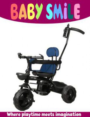 Baby Smile tricycle for kids,Parent Handle,Cushion Seat,Basket 4006 NEW Tricycle  (Green)