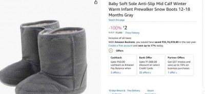 Baby Soft Sole Anti-Slip Mid Calf Winter Warm Infant Prewalker Snow Boots 12-18 Months Gray