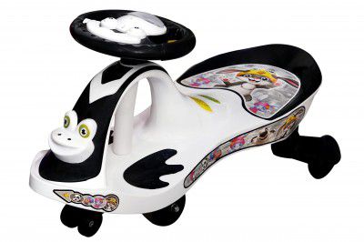 BabyGo Baby Froby Swing Magic Car Ride On for Kids with Music Light (Black & White )