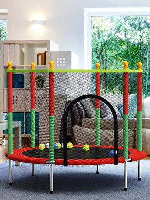 BabyGo Indoor & Outdoor Kids Trampoline with Safety Enclosure Net & Spring Pad - 55 inch Trampoline -Exercise Trampoline for Kids & Adults - Capacity Upto 100 Kg