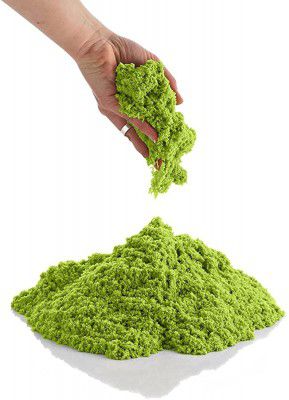 BabyGo Soft Space Sand Clay for Indoor Playing Moldable 500gm in Resealable Bag with Free Big Mould (Green) (Toxic-Free)