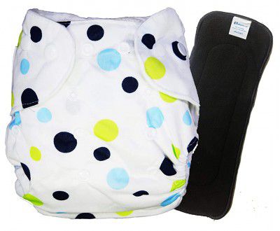 Babymoon 1 Cloth Diaper with 5Layers Charcoal Bamboo Insert Premium Adjustable Reusable Washable Cloth Diaper for Babies (Set of 2)