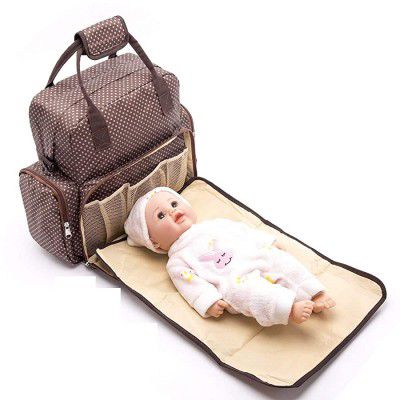 BabyMoon 5 in 1 Polka Dotes Waterproof Nappy Bag (Chocolate Brown)