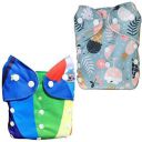 Babymoon (Set of 2) Reusable Cloth Diaper, Premium Adjustable Size Waterproof Washable Pocket Cloth Diaper Nappie (Rainbow & InceCreamFires)...
