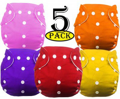 Babymoon Washable Baby Diaper Premium Cloth Diaper Reusable, Adjustable Size, Waterproof, Pocket Cloth Diaper Nappie (Without Insert) (Pack of 5, Set of 5)