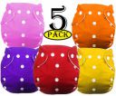 Babymoon Washable Baby Diaper Premium Cloth Diaper Reusable, Adjustable Size, Waterproof, Pocket Cloth Diaper Nappie (Without Insert) (Pack of 5, Set of 5)...