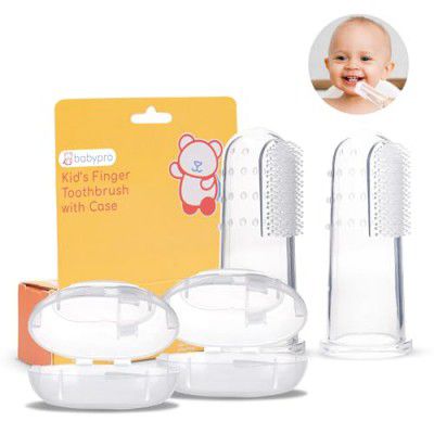 BabyPro Baby Finger Toothbrush (Pack of 2) (White)