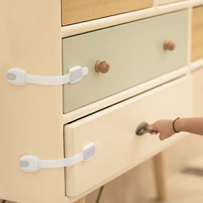 BabyPro Lab Tested - Certified (Pack of 8) Multi-Utility Safety Locks for Babyproofing Cabinets, Drawers, Cupboards, Refrigerators and Toilet Seats with Extra Strong Tape