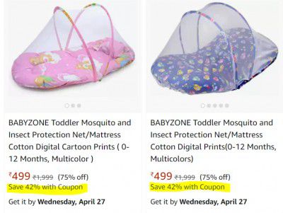 BABYZONE Toddler Mosquito and Insect Protection Net @ ₹289.42