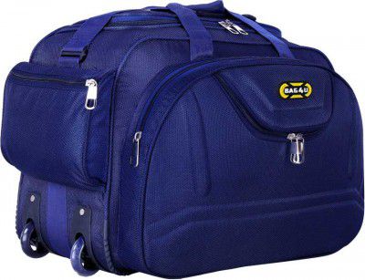 BAG 4 U  40 L Strolley Duffel Bag - Stylish 40 Liters Blue Travel Duffel Bag With Roller Wheels For Men And Women - Blue - Regular Capacity