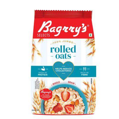 Bagrry’s 100% Jumbo Rolled Oats 1kg | Prebiotic, Whole Grain, High Fibre & Protein Breakfast Cereal 