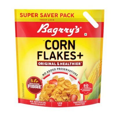 Bagrry's Corn Flakes Plus 1.2kg Pouch | Original and Healthier | Low Fat & Cholesterol