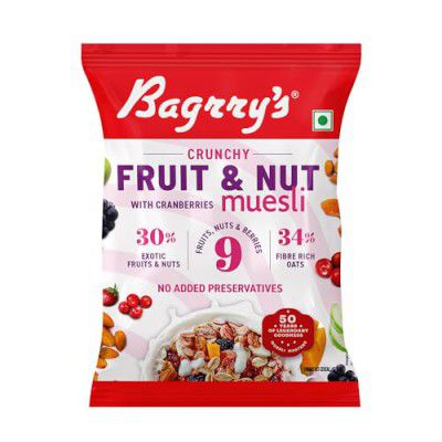 Bagrry's Crunchy Muesli With 30% Fruit & Nut Cranberries - 40gm Pouch