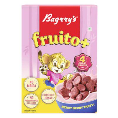 Bagrrys Fruito+ 350g, Mixed Fruit Flavour Kids Multigrain (Jowar, Oats, Wheat, Rice) Breakfast Cereal| No Maida, No Preservatives, No Colours| High in Protein| High Fibre