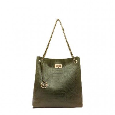 Bagsy Malone Bucket Shaped Tote Bag (Croco Olive)