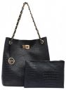 Bagsy Malone Bucket Shaped Tote Bag -Set of 2 | Handcrafted Side Tote Bag for Office and College (Croco Blue)...