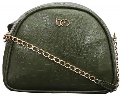 Bagsy Malone Half Moon Sling Bag | Modish Sling Bag (Croco Olive)