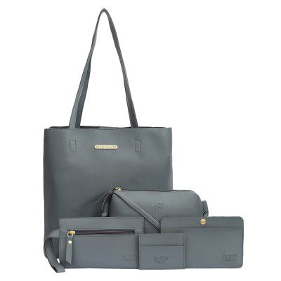 Bagsy Malone Womens Vegan Leather Stylish Tote Bag Pack of 5
