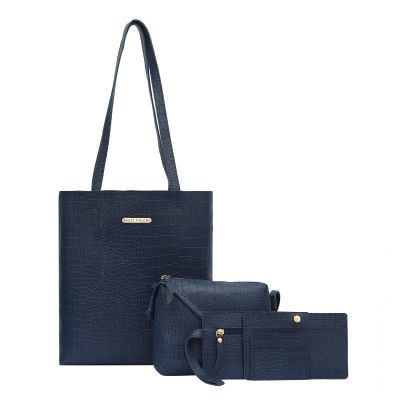 Bagsy Malone Womens Vegan Leather Stylish Tote Bag Pack of 5 | Ladies Purse Handbag