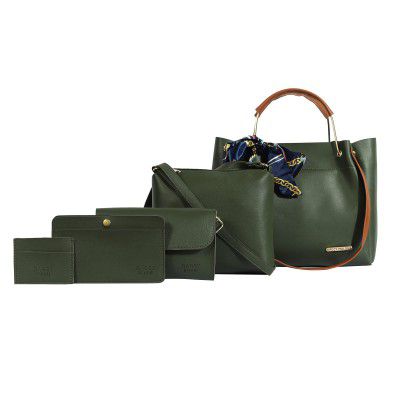Bagsy Malone Womens Vegan Leather Stylish Tote Bag | Pack of 5 | Ladies Purse Handbag