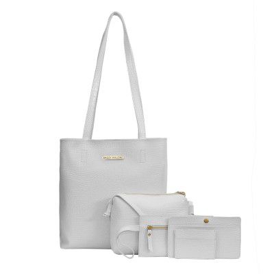 Bagsy Malone Women's Vegan Leather Stylish Tote Bag Pack of 5 | Ladies Purse Handbag