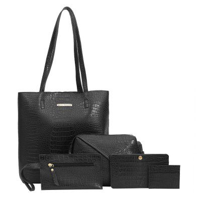 Bagsy Malone Women's Vegan Leather Stylish Tote Bag Pack of 5