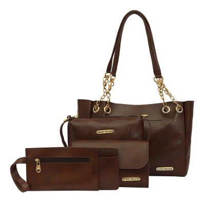 Bagsymalone Unisex Bagsy Malone Vegan Leather Stylish Tote Bag Pack of 5 |Tote Bag (Croco Brown)