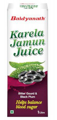 Baidyanath Karela Jamun Juice -1000ml | Natural Remedy for Blood Sugar Management | Helps in Flusing out toxins from Body | Good for Diabetic Care (Pack of 1)