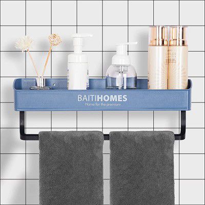 Baitihomes Multipurpose Plastic Bathroom wall shelf Holder with Two Installation Methods