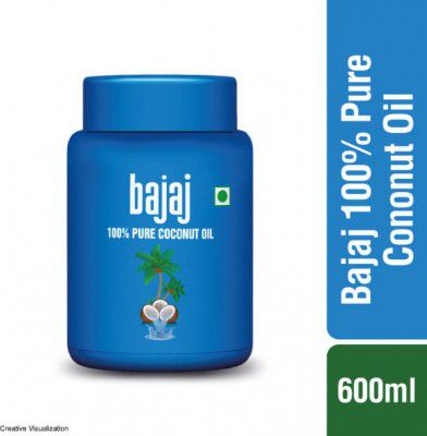BAJAJ 100% Pure Coconut Oil 600ml Wide Mouth Jar Hair Oil (600 ml)
