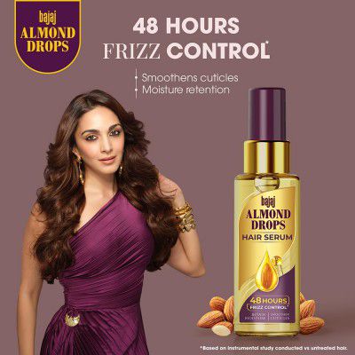Bajaj Almond Drops Hair Serum - 50 ml, Contains Almond Oil and Vitamin E Hair Serum For Dry Frizzy Hair