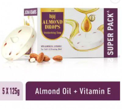 BAJAJ Almond Drops Moisturising Soap Pack of 5 with Almond Oil & Vitamin E (5 x 125 g)