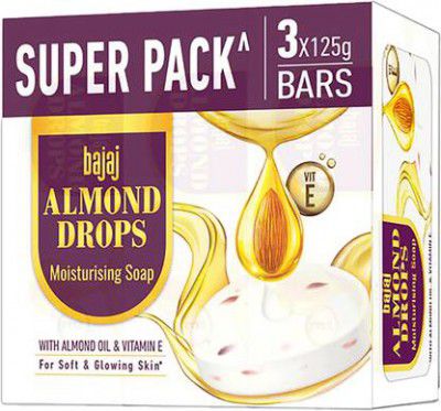 Flipkart Grocery : BAJAJ Almond Drops Moisturising Soap with Almond Oil & Vitamin E  (3 x 125 g)