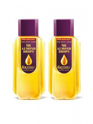 Bajaj Consumer Care Set of 2 Almond Drops 6X Vitamin E Non-Sticky Hair Oil - 625ml Each