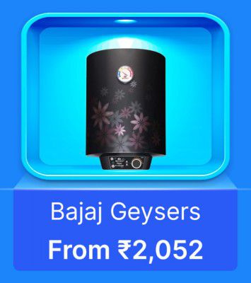 Bajaj Geysers from Rs.2052 in Flipkart Big Billion Days Sale 