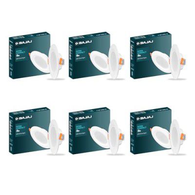 Bajaj Ivora Compact Downlight | 5W LED Downlight (Warm Day Light, Pack of 6)