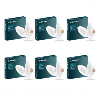 Bajaj Ivora Compact Downlight | 5W LED Downlight | Soothing Light (Cool Day Light, Pack of 6)